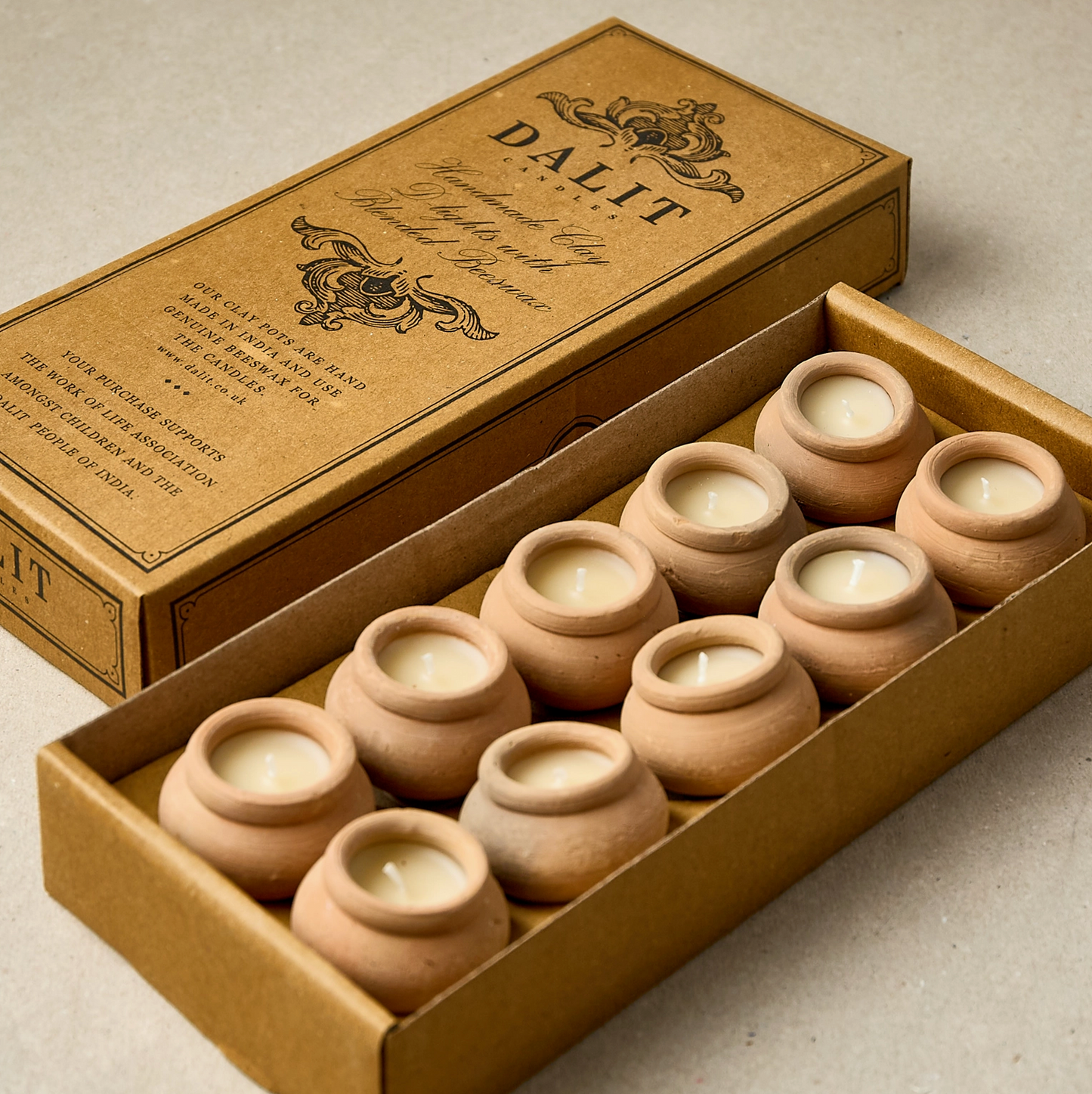 Dalit Range - Terracotta Beeswax Tea Light Candles - Box of 10